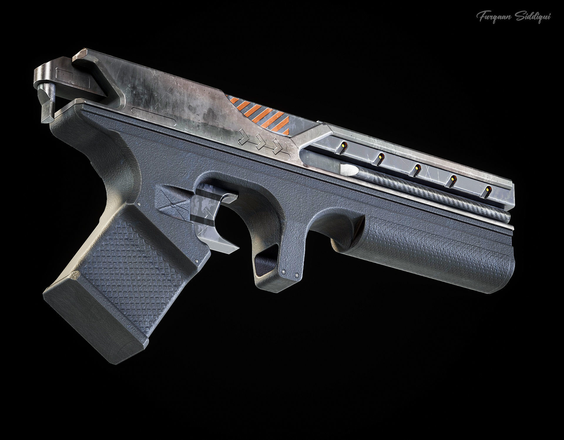 Sci-fi Laser Gun PBR Low-poly 3D model_14