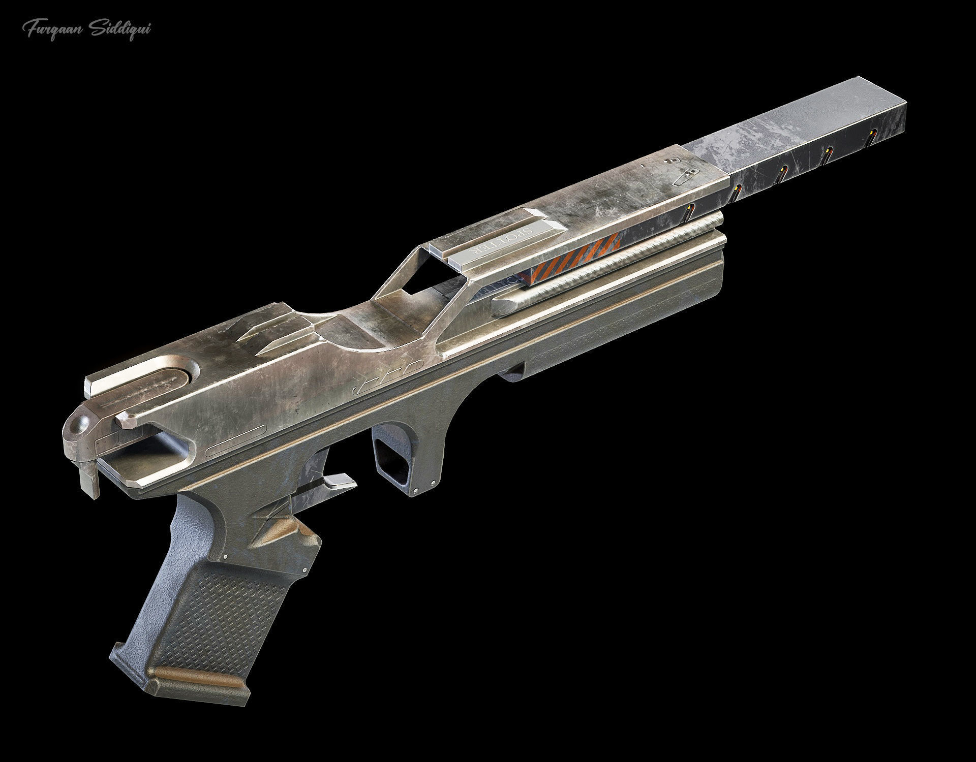 Sci-fi Laser Gun PBR Low-poly 3D model_10
