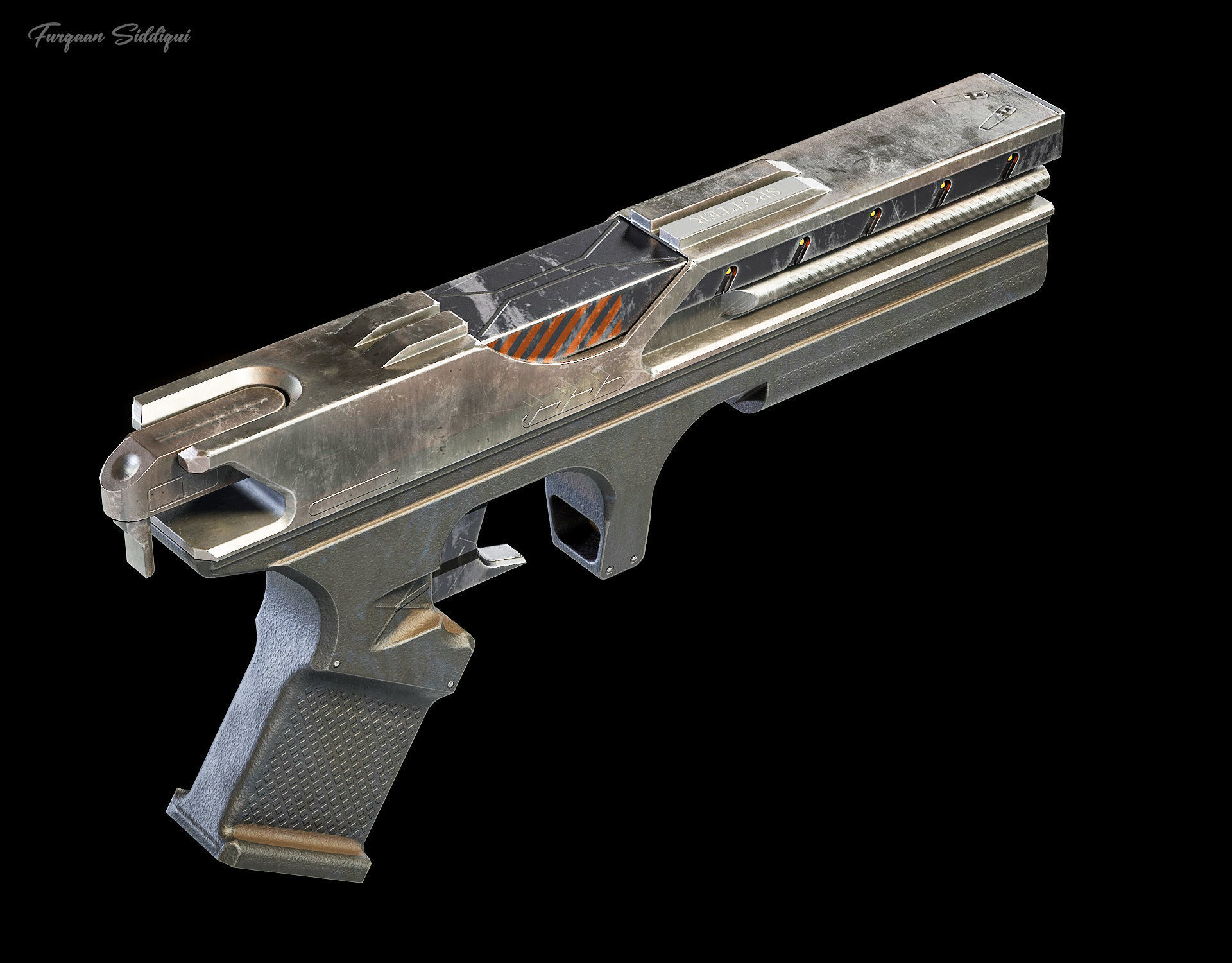 Sci-fi Laser Gun PBR Low-poly 3D model_9