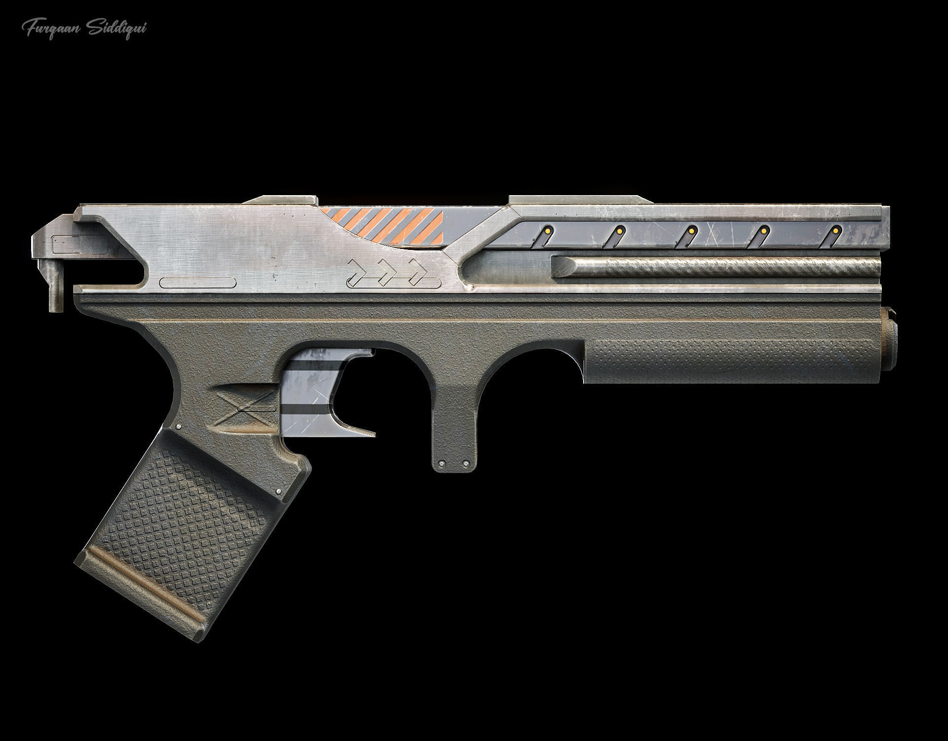 Sci-fi Laser Gun PBR Low-poly 3D model_11