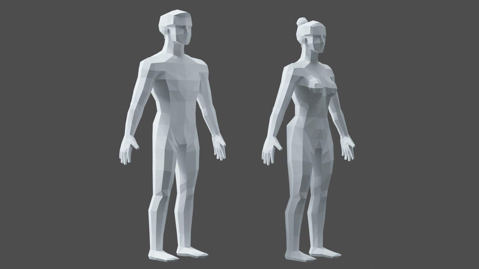 Lowpoly Male Female  3D model_2
