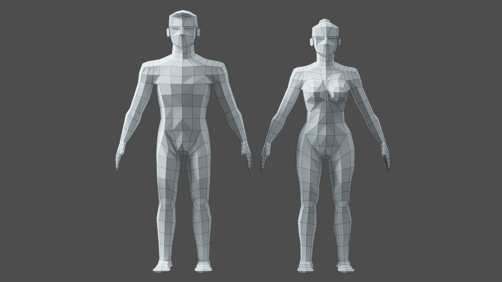 Lowpoly Male Female  3D model_6