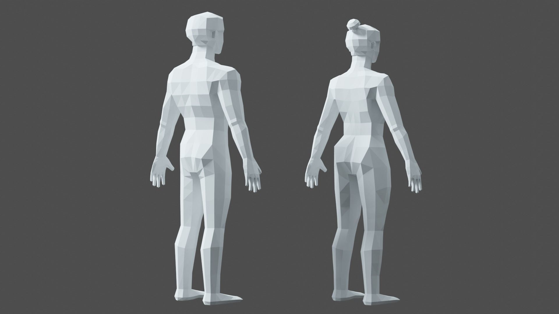 Lowpoly Male Female  3D model_4