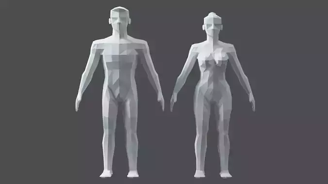 Lowpoly Male Female  3D model