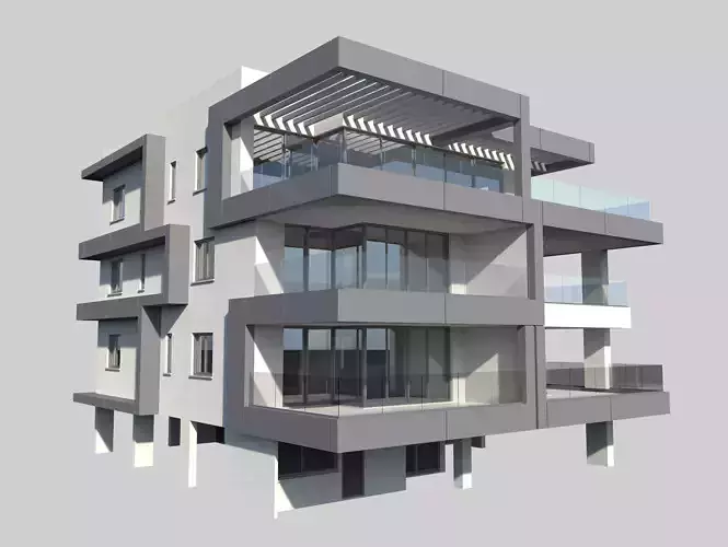 Modern Apartment Building 1 Low-poly 3D model