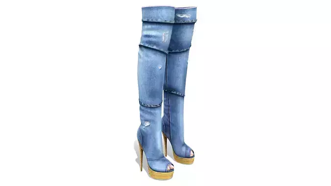 Over The Knee Denim Boots