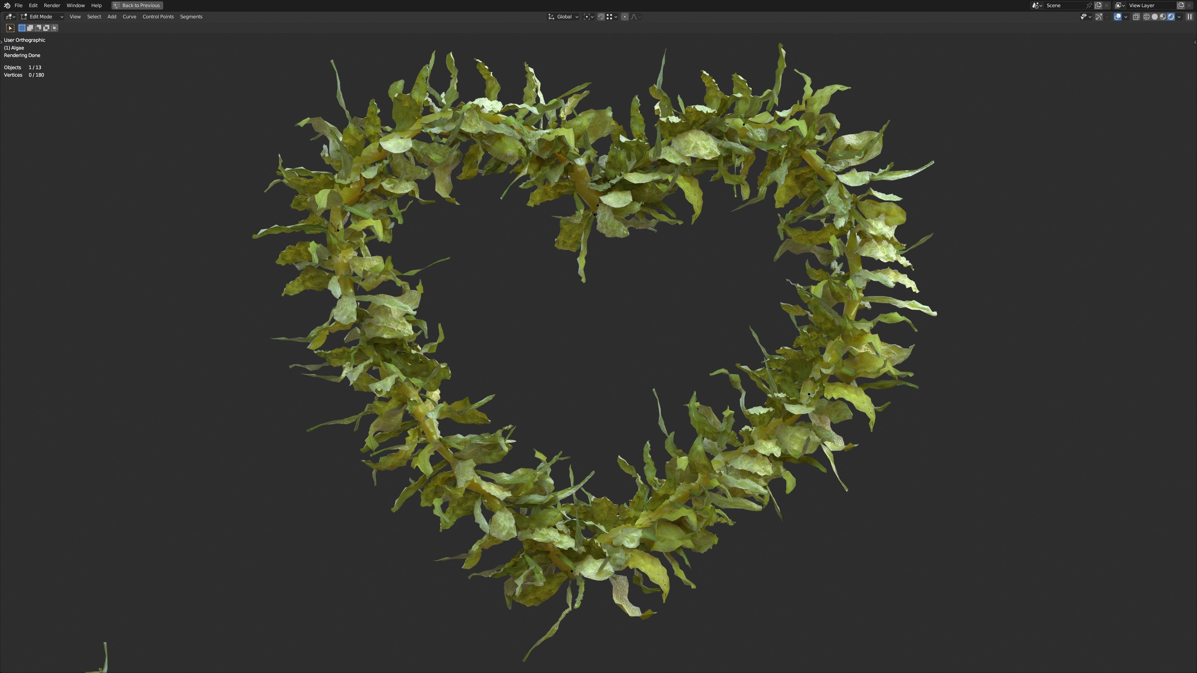 Procedural Geometry Nodes Array Algae on Curves 3D model_2