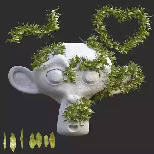 Procedural Geometry Nodes Array Algae on Curves 3D model