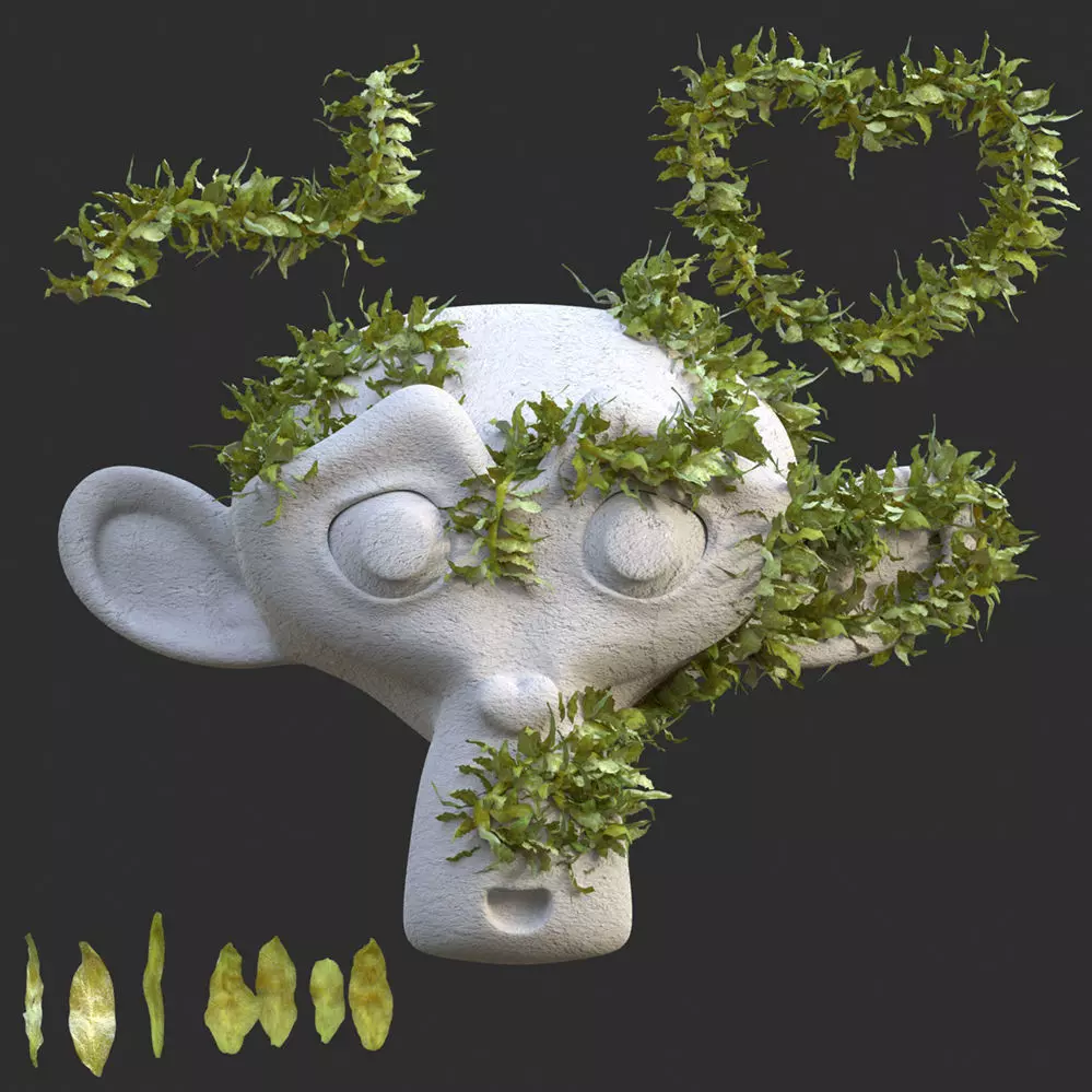 Procedural Geometry Nodes Array Algae on Curves 3D model_0