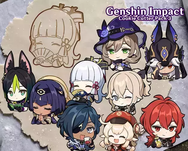 Genshin Impact Cookie Cutters Pack 3 3D print model