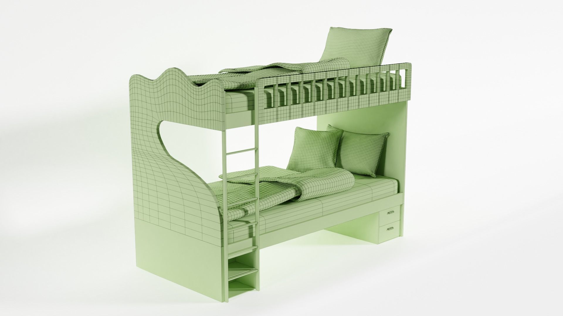 Childrens Bunk Bed 3D model_5