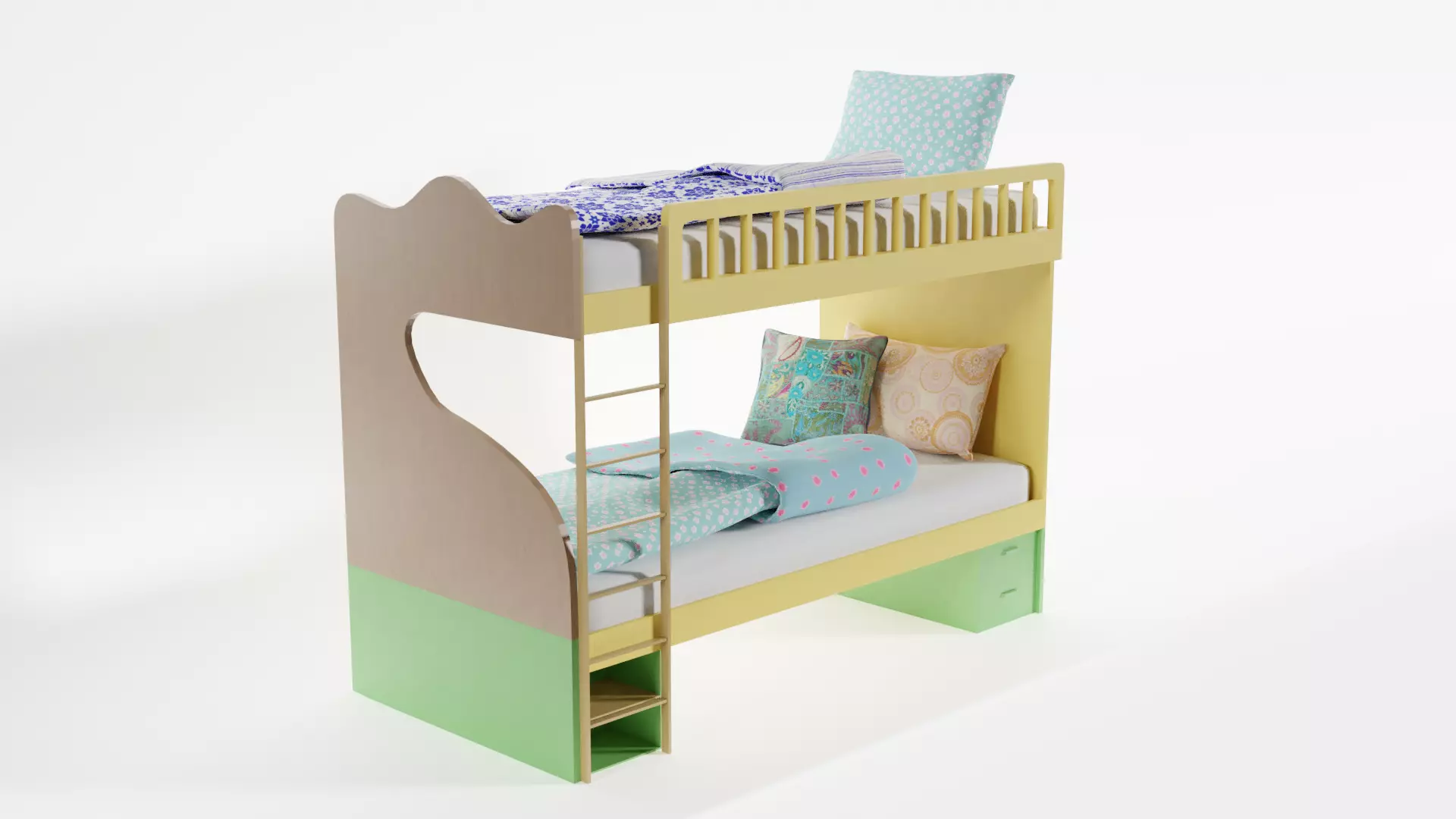 Childrens Bunk Bed 3D model_0