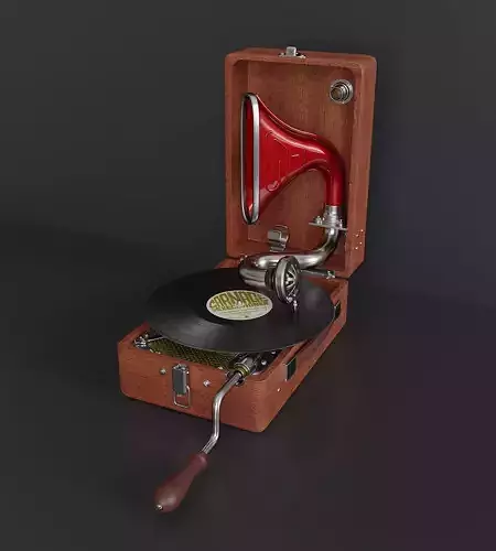 Vintage travel portable gramophone