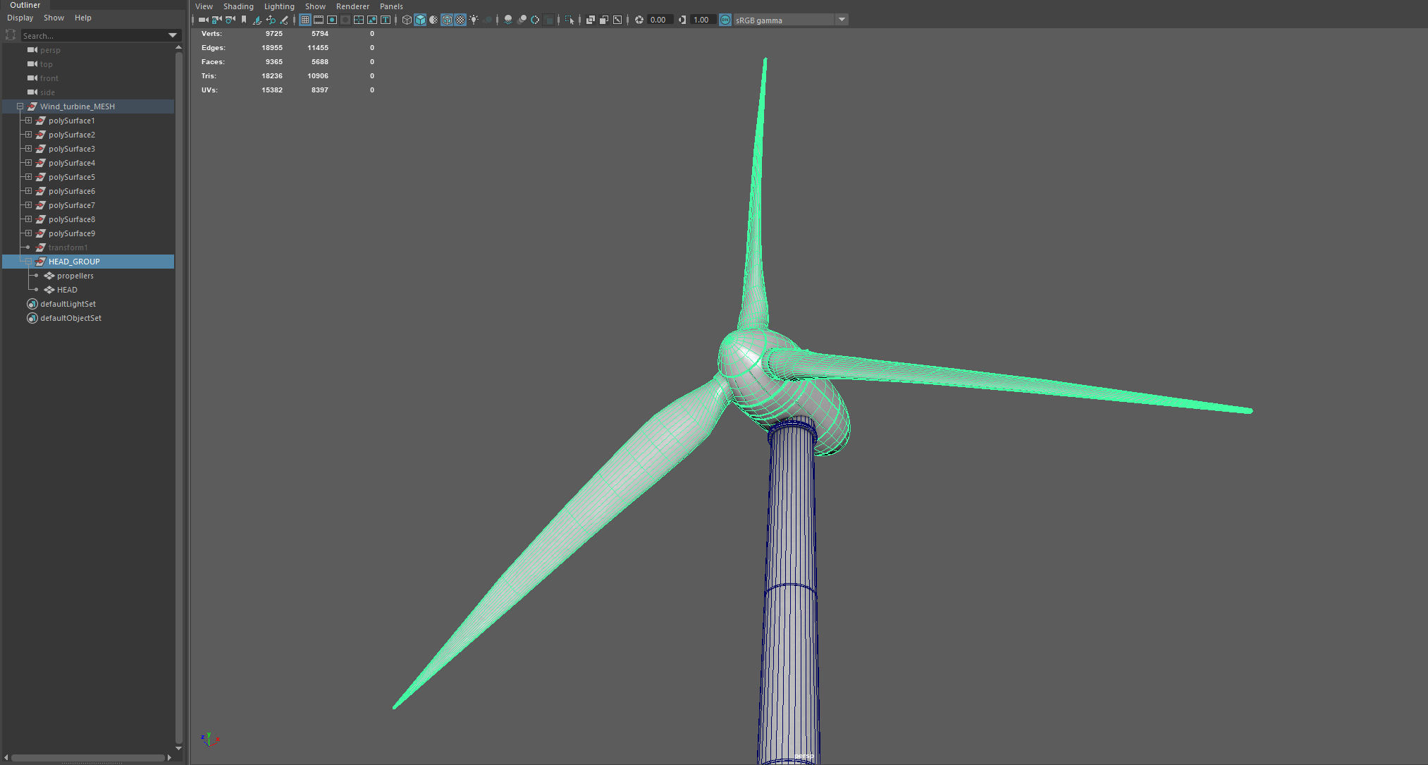 Wind turbine Low-poly 3D model_6