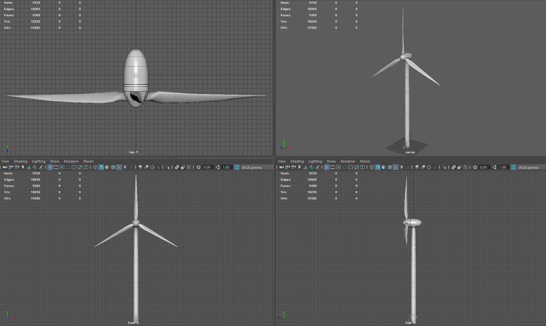 Wind turbine Low-poly 3D model_11