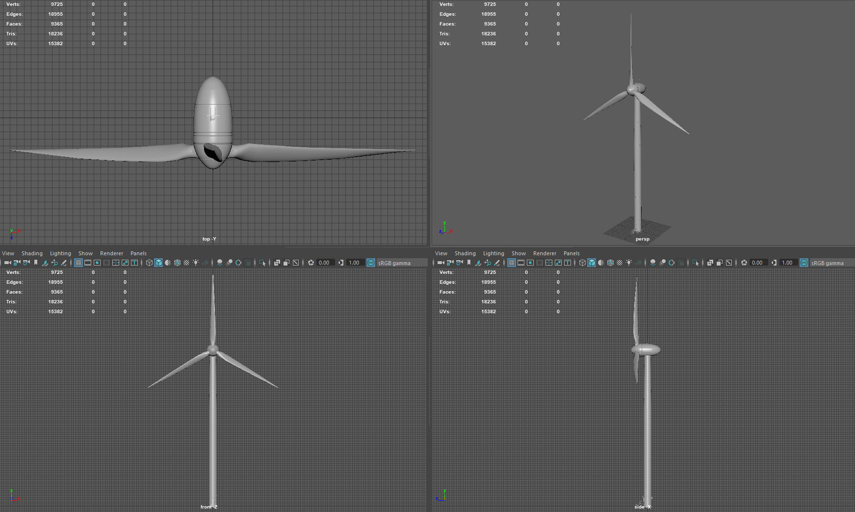 Wind turbine Low-poly 3D model_10