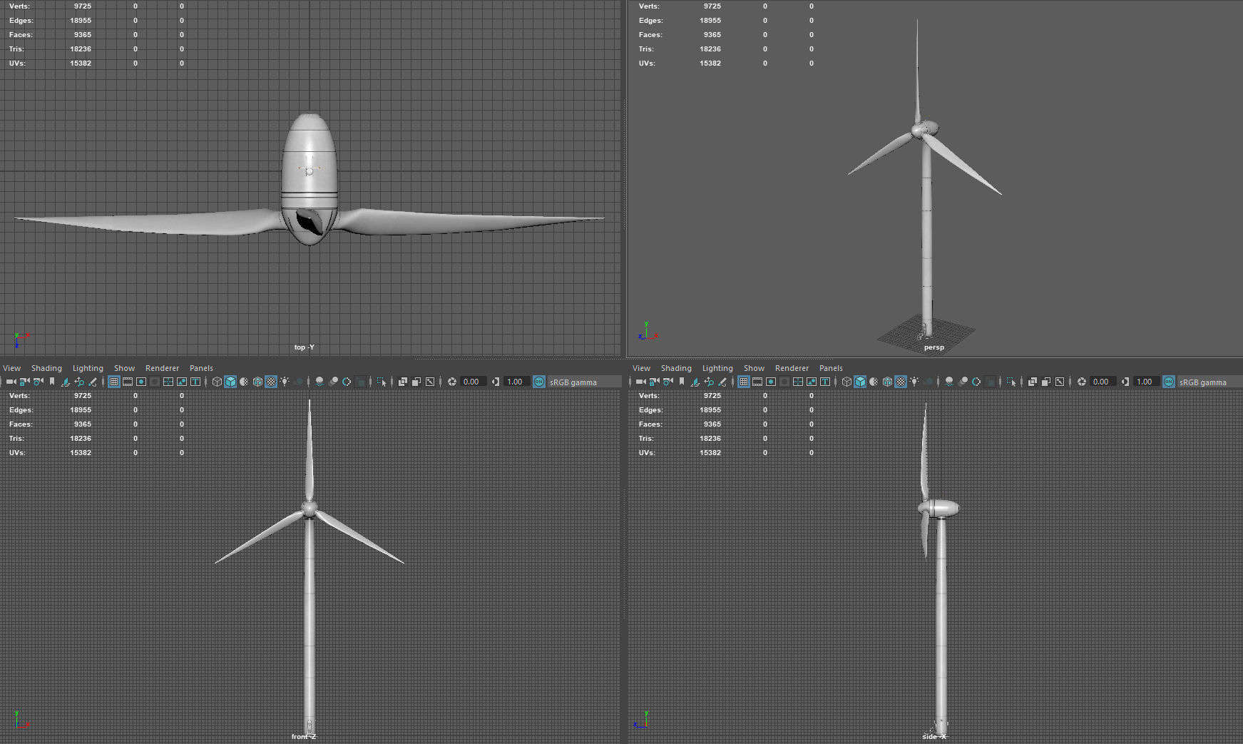 Wind turbine Low-poly 3D model_9
