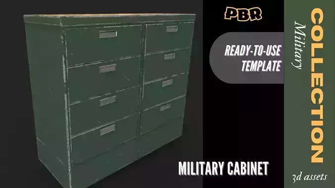 Militar Cabinet Modelo 3D Low-poly 3D model
