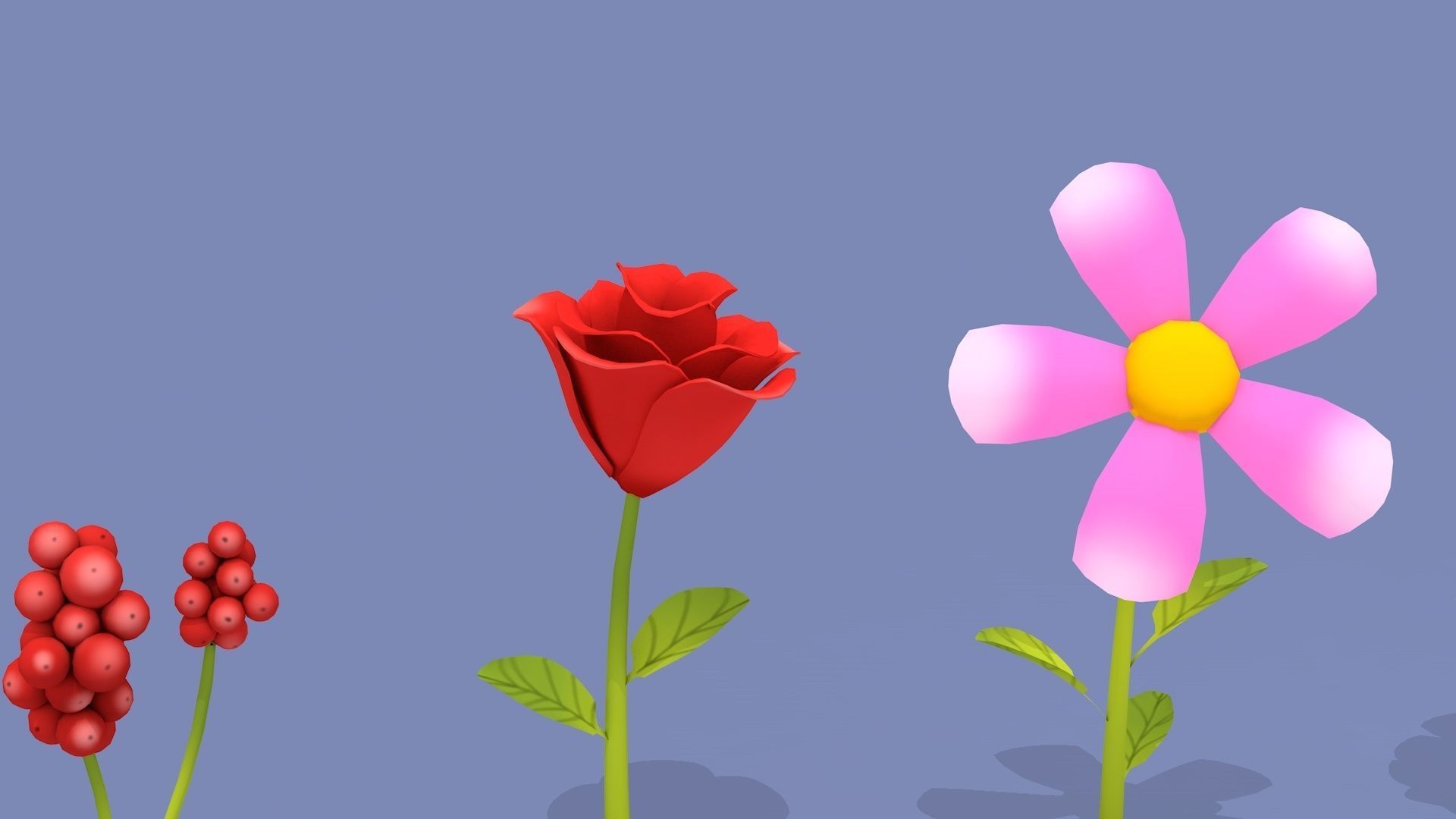 Cartoon Flowers Low-poly 3D model_4