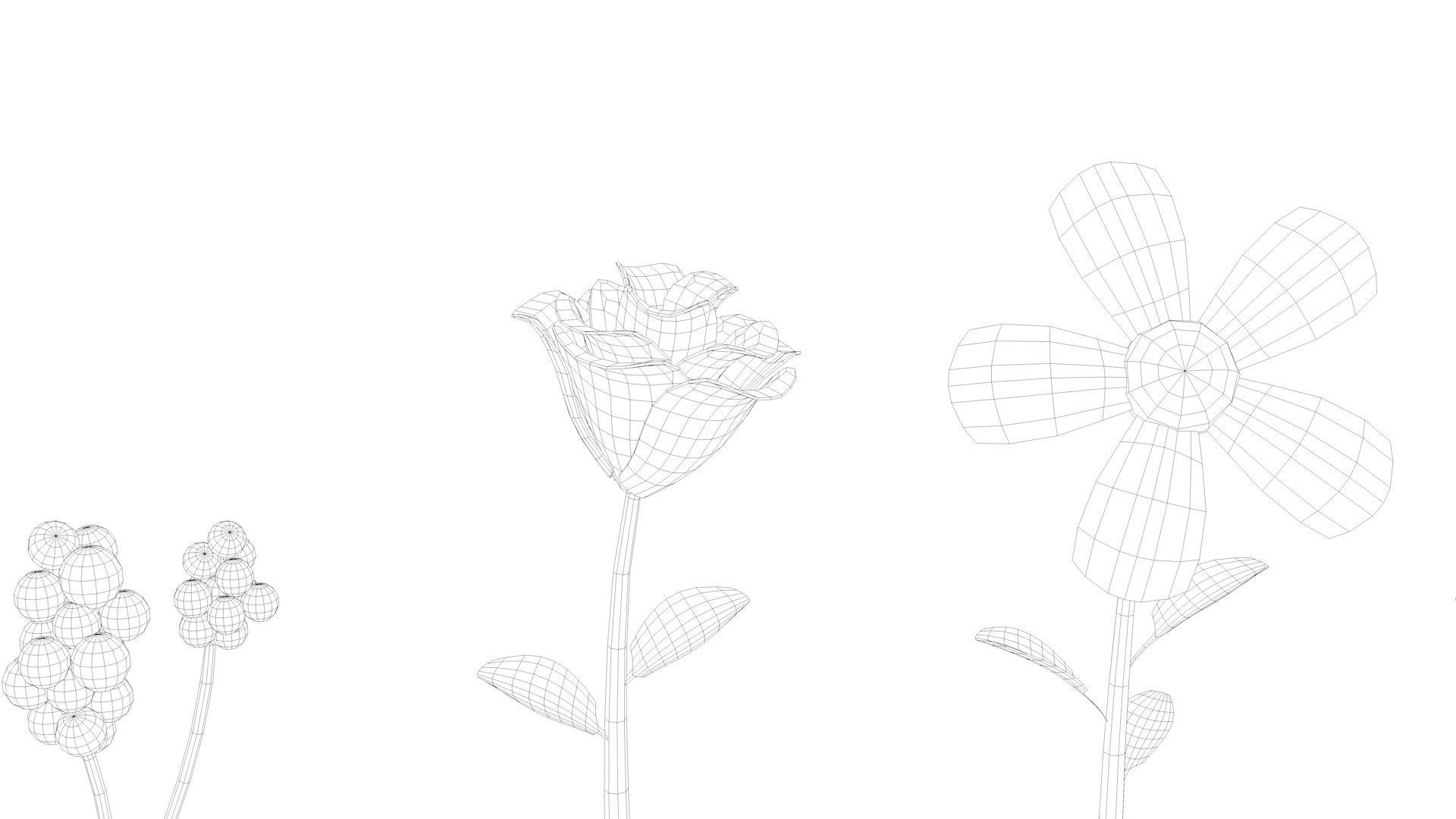 Cartoon Flowers Low-poly 3D model_38