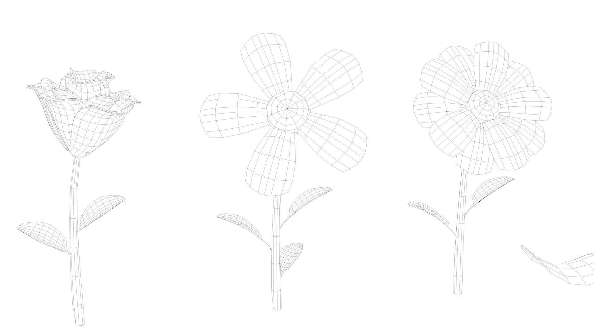 Cartoon Flowers Low-poly 3D model_44