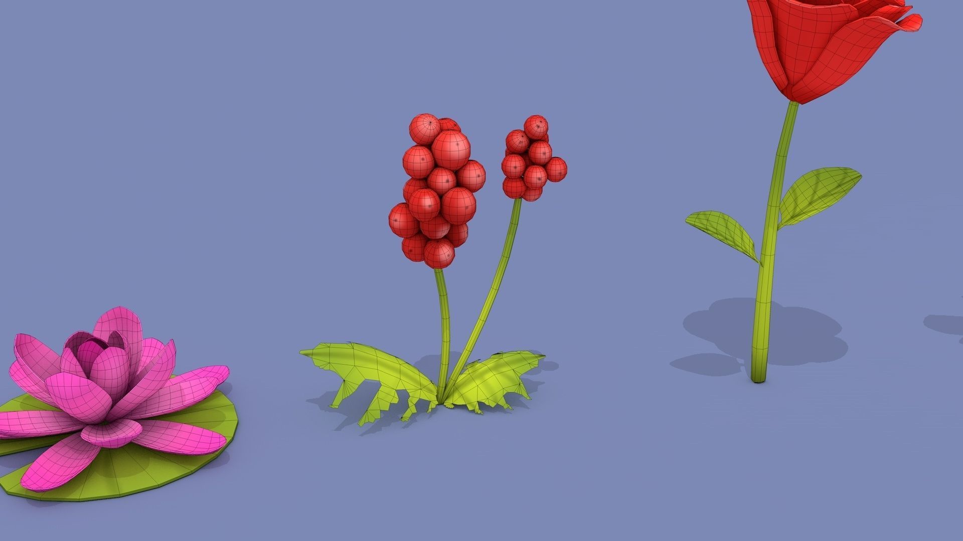 Cartoon Flowers Low-poly 3D model_17