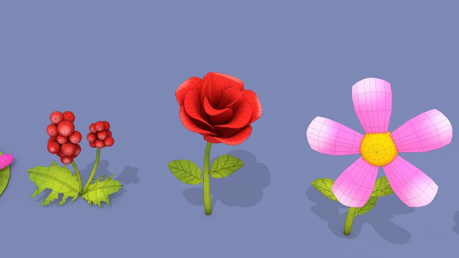 Cartoon Flowers Low-poly 3D model_26