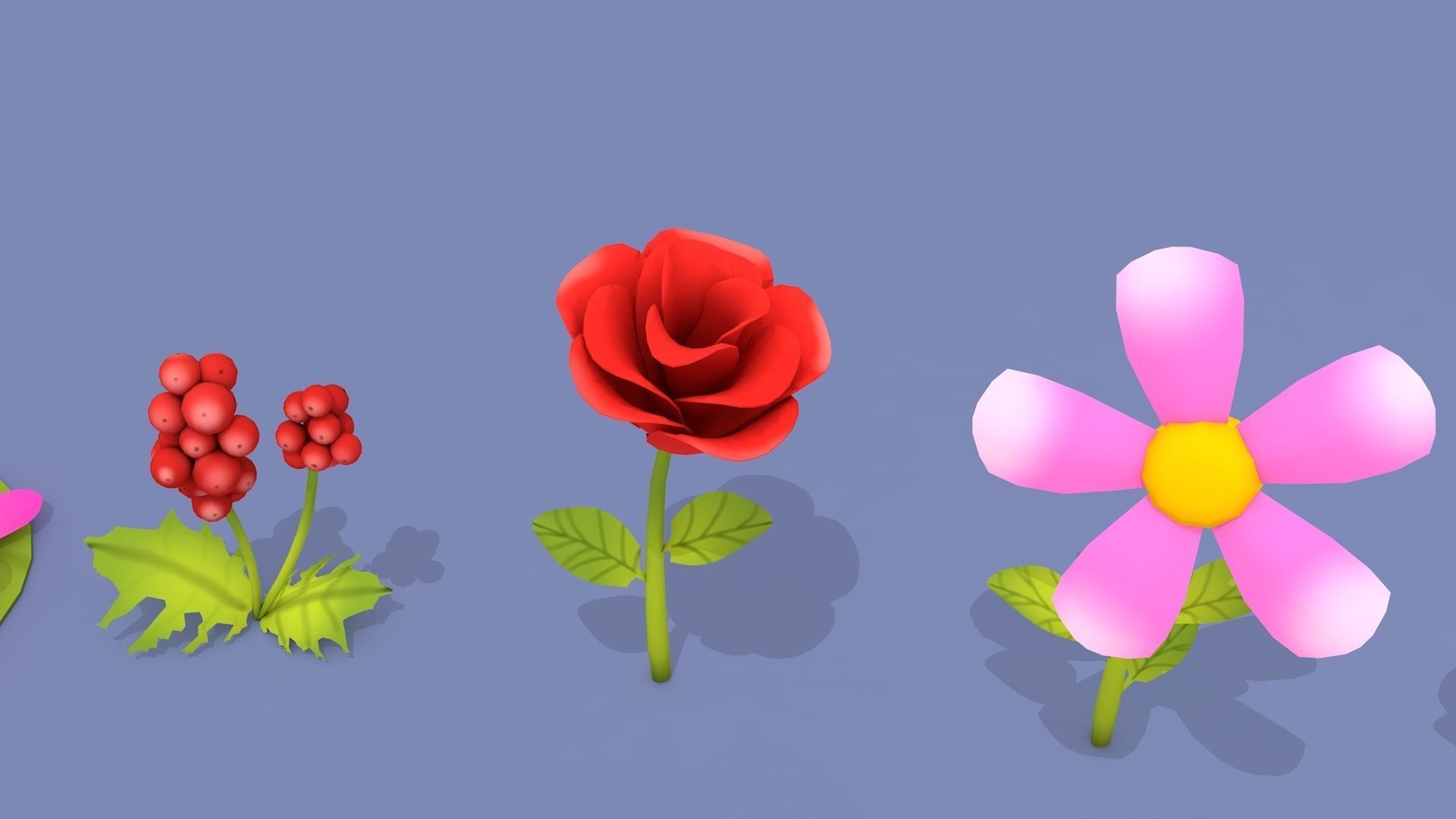 Cartoon Flowers Low-poly 3D model_12