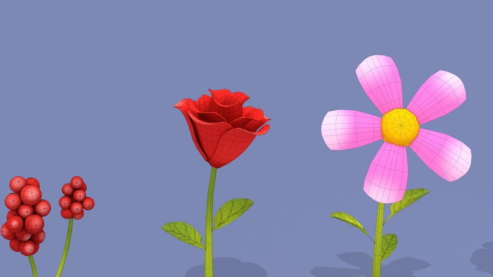 Cartoon Flowers Low-poly 3D model_18