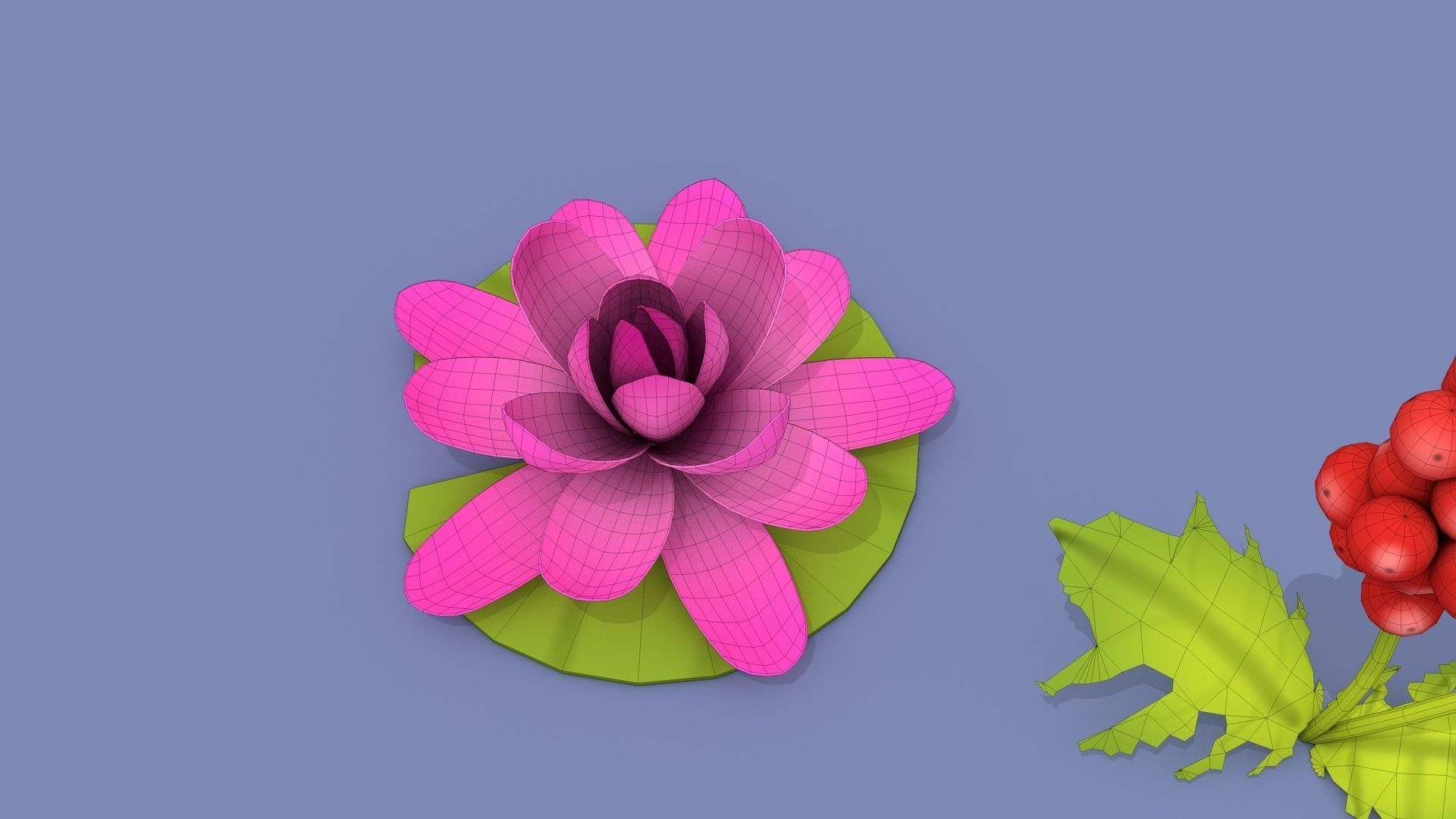 Cartoon Flowers Low-poly 3D model_28
