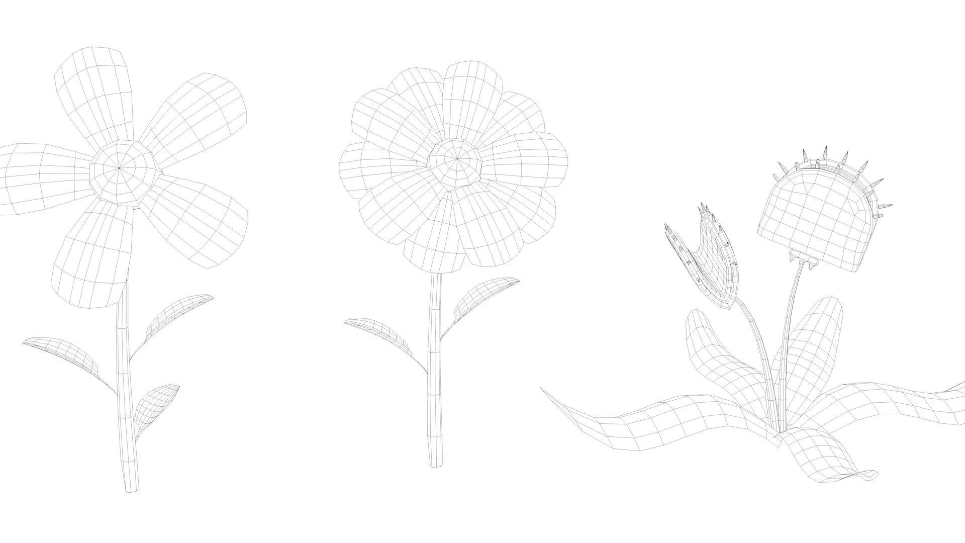 Cartoon Flowers Low-poly 3D model_45