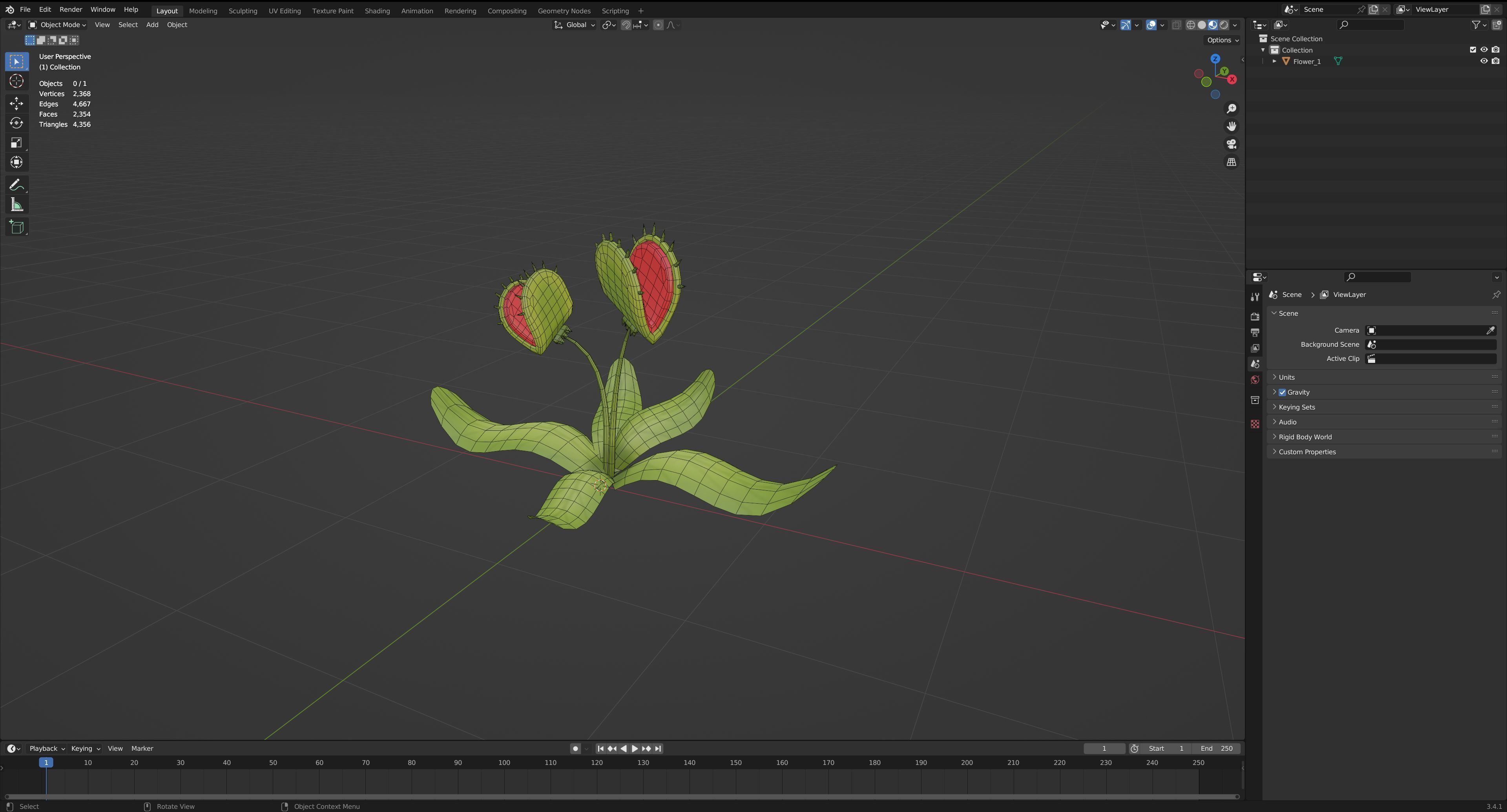 Cartoon Flowers Low-poly 3D model_29