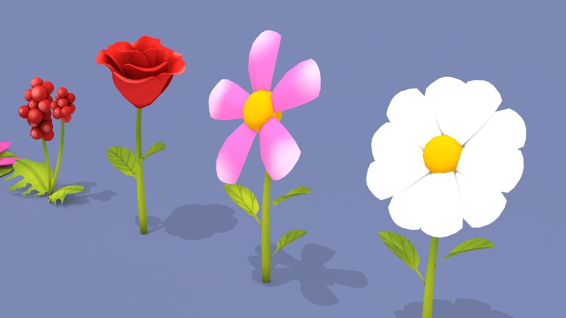Cartoon Flowers Low-poly 3D model_11