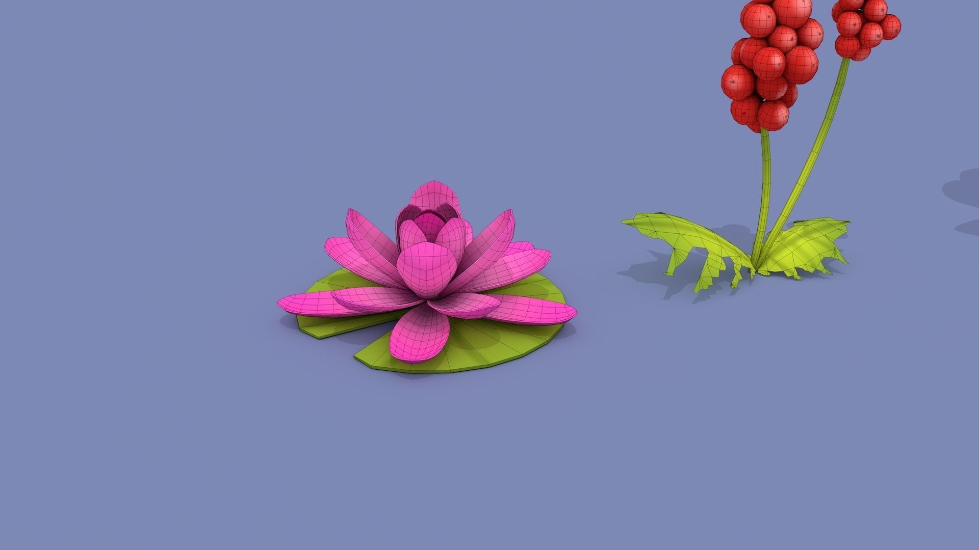 Cartoon Flowers Low-poly 3D model_16