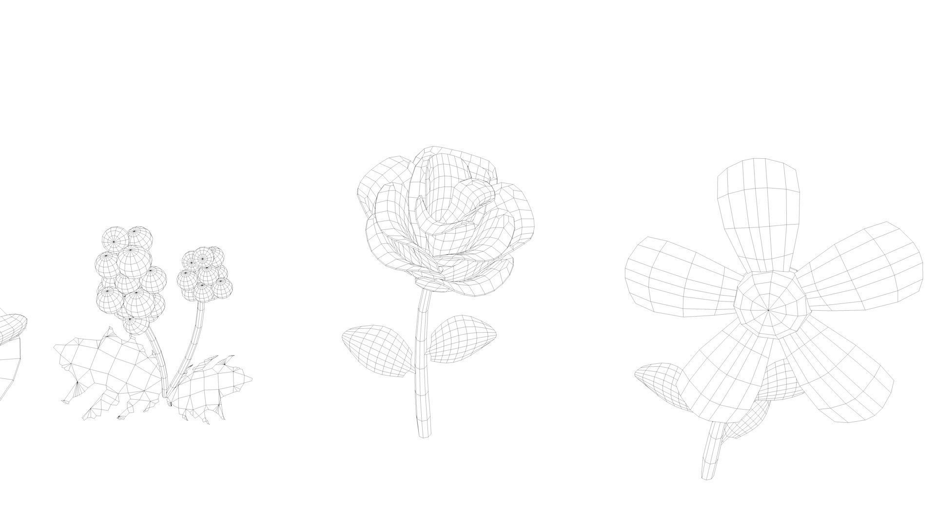 Cartoon Flowers Low-poly 3D model_43