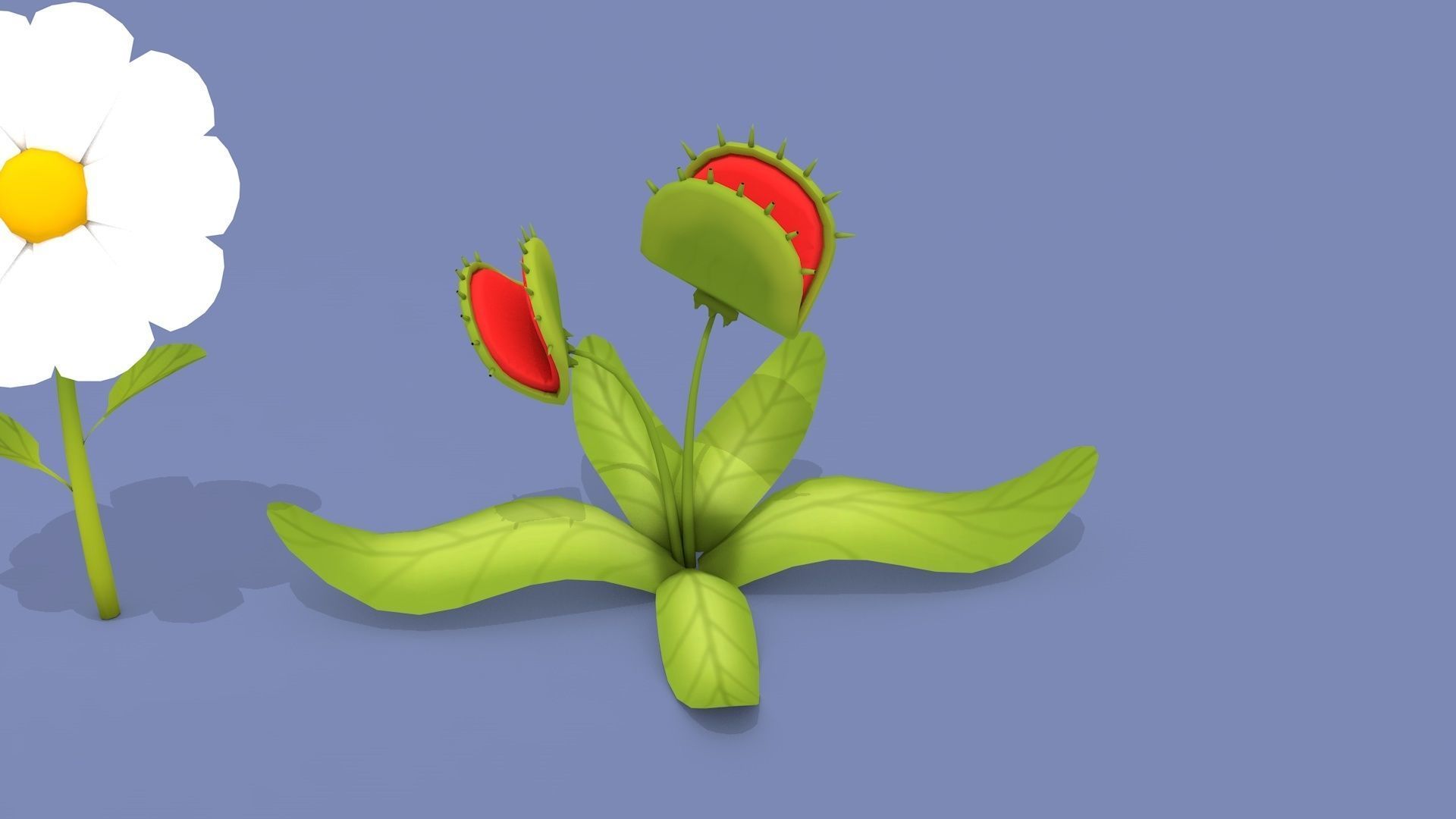 Cartoon Flowers Low-poly 3D model_7