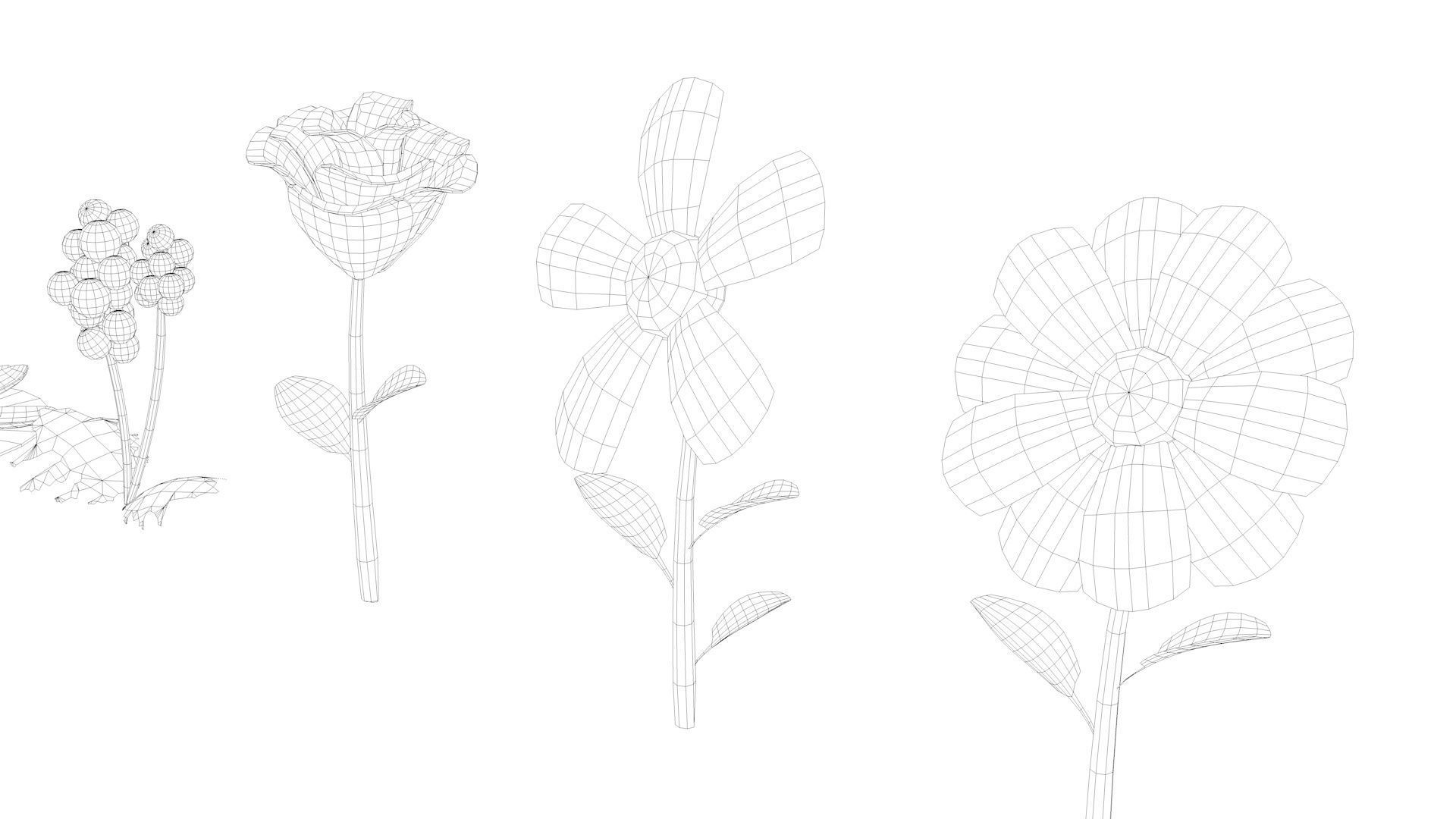 Cartoon Flowers Low-poly 3D model_42