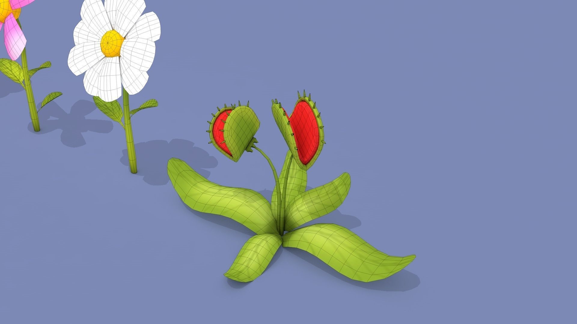 Cartoon Flowers Low-poly 3D model_23