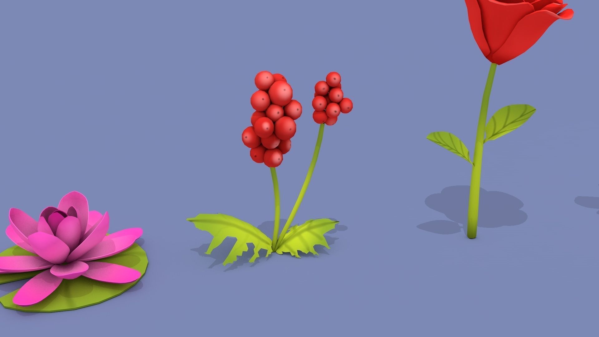 Cartoon Flowers Low-poly 3D model_3