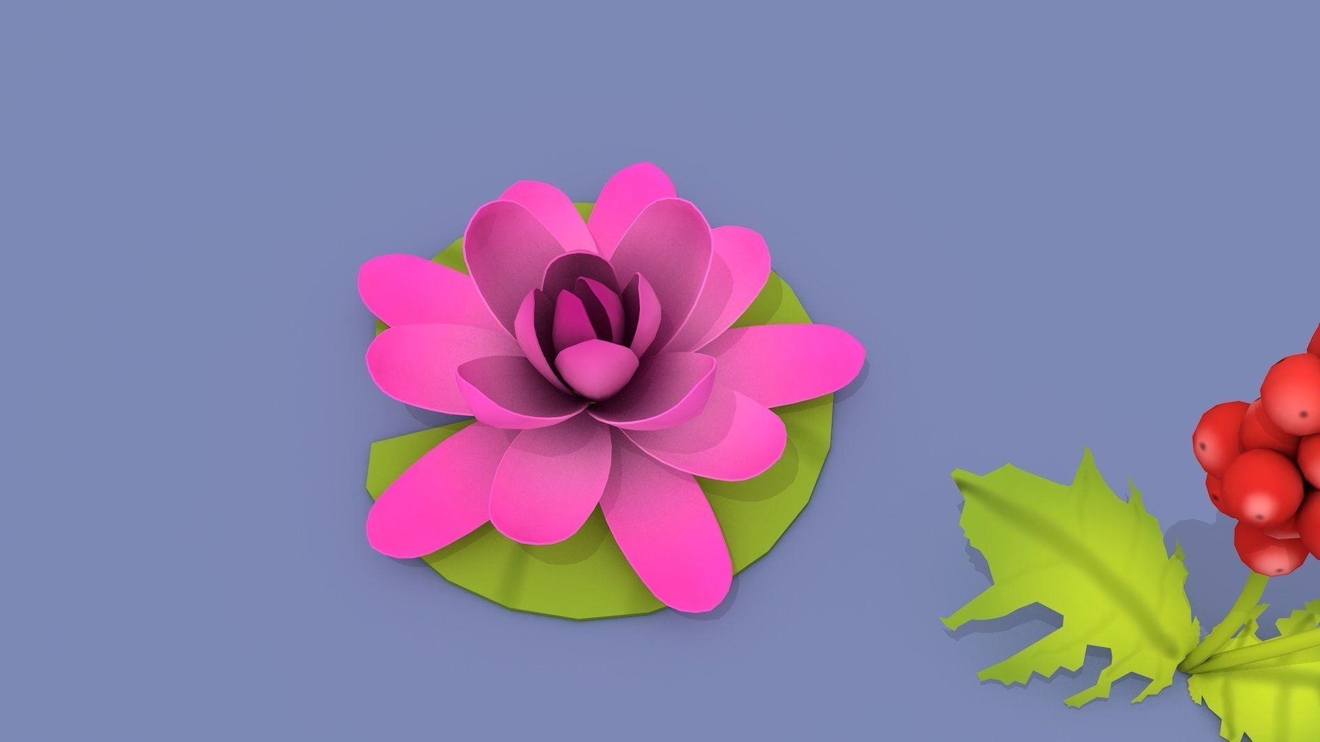 Cartoon Flowers Low-poly 3D model_14