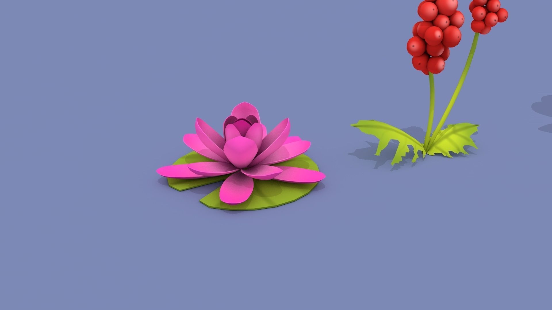 Cartoon Flowers Low-poly 3D model_2