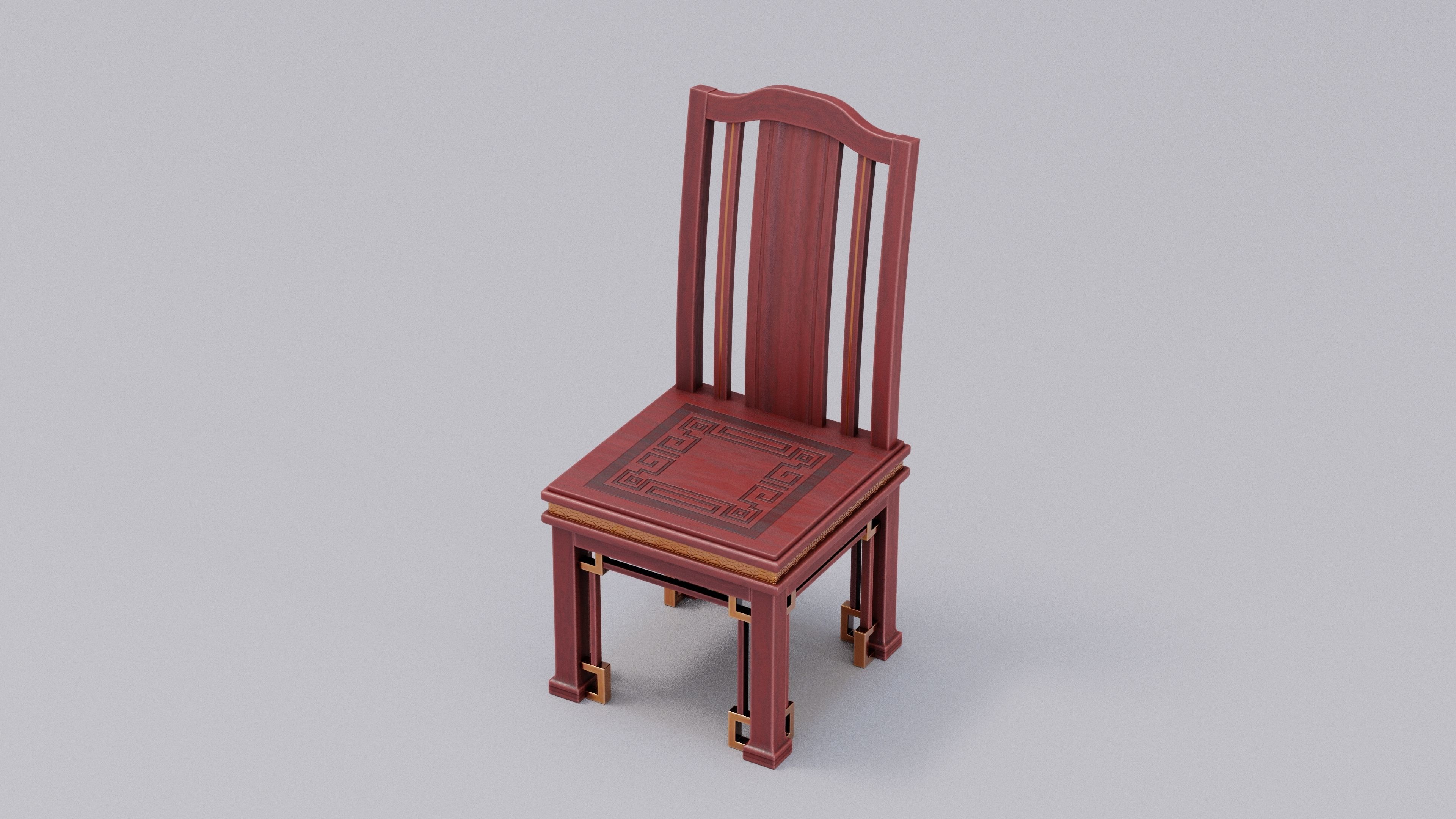 Chinese Trade Furniture Kit - 11 Dinner Chair Low-poly 3D model_1