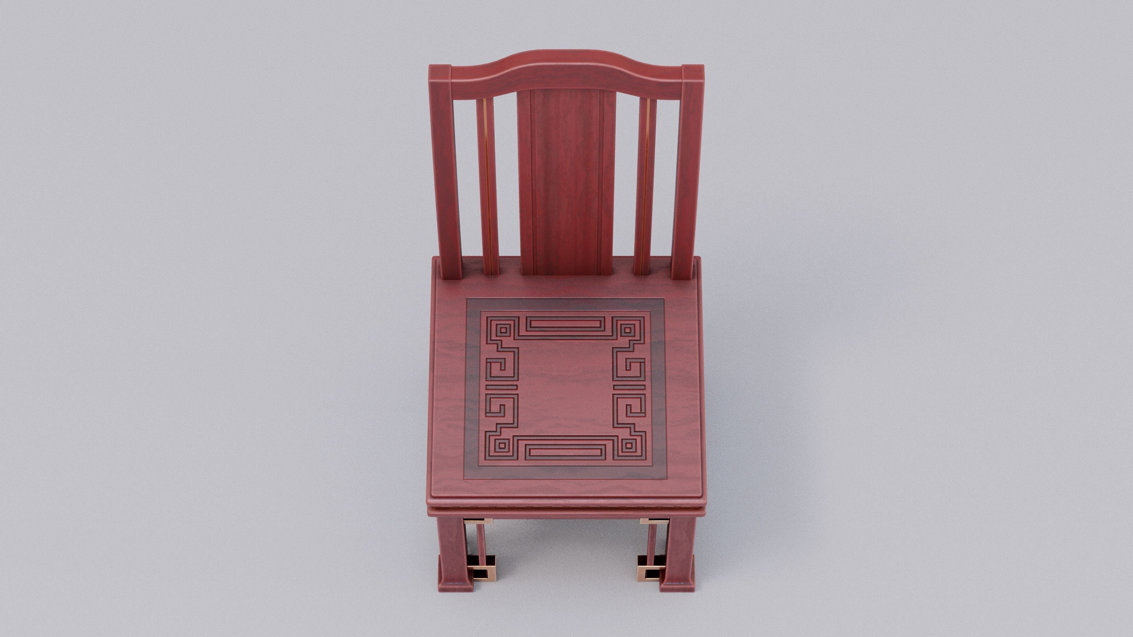 Chinese Trade Furniture Kit - 11 Dinner Chair Low-poly 3D model_2