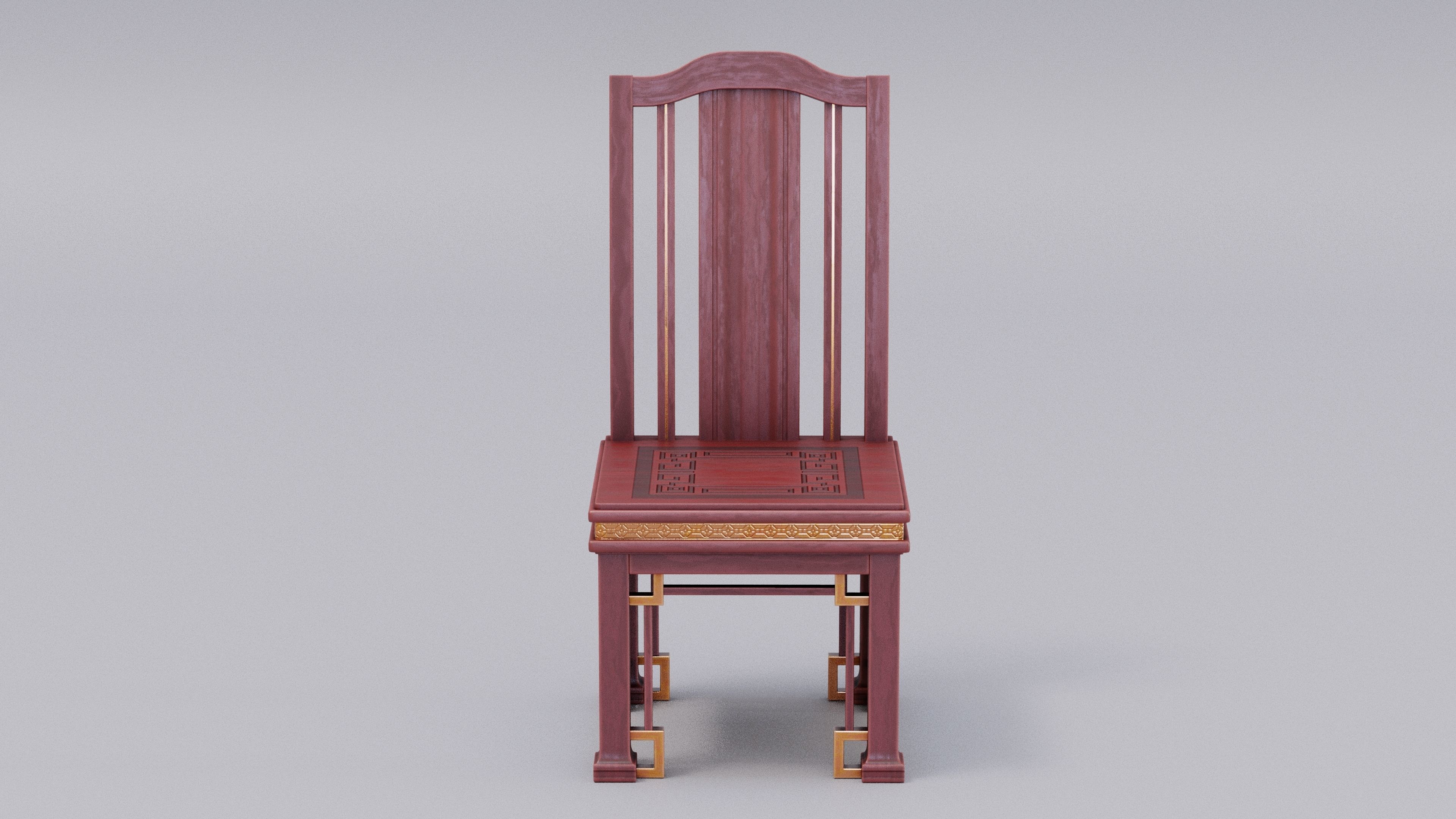 Chinese Trade Furniture Kit - 11 Dinner Chair Low-poly 3D model_3