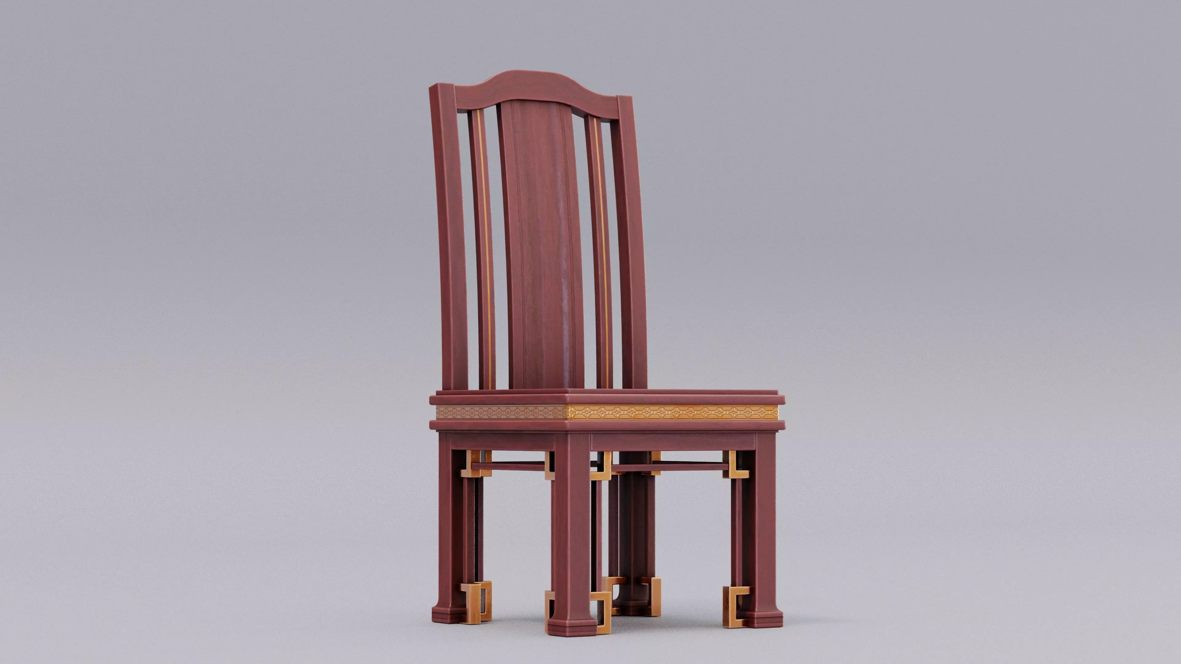 Chinese Trade Furniture Kit - 11 Dinner Chair Low-poly 3D model_0
