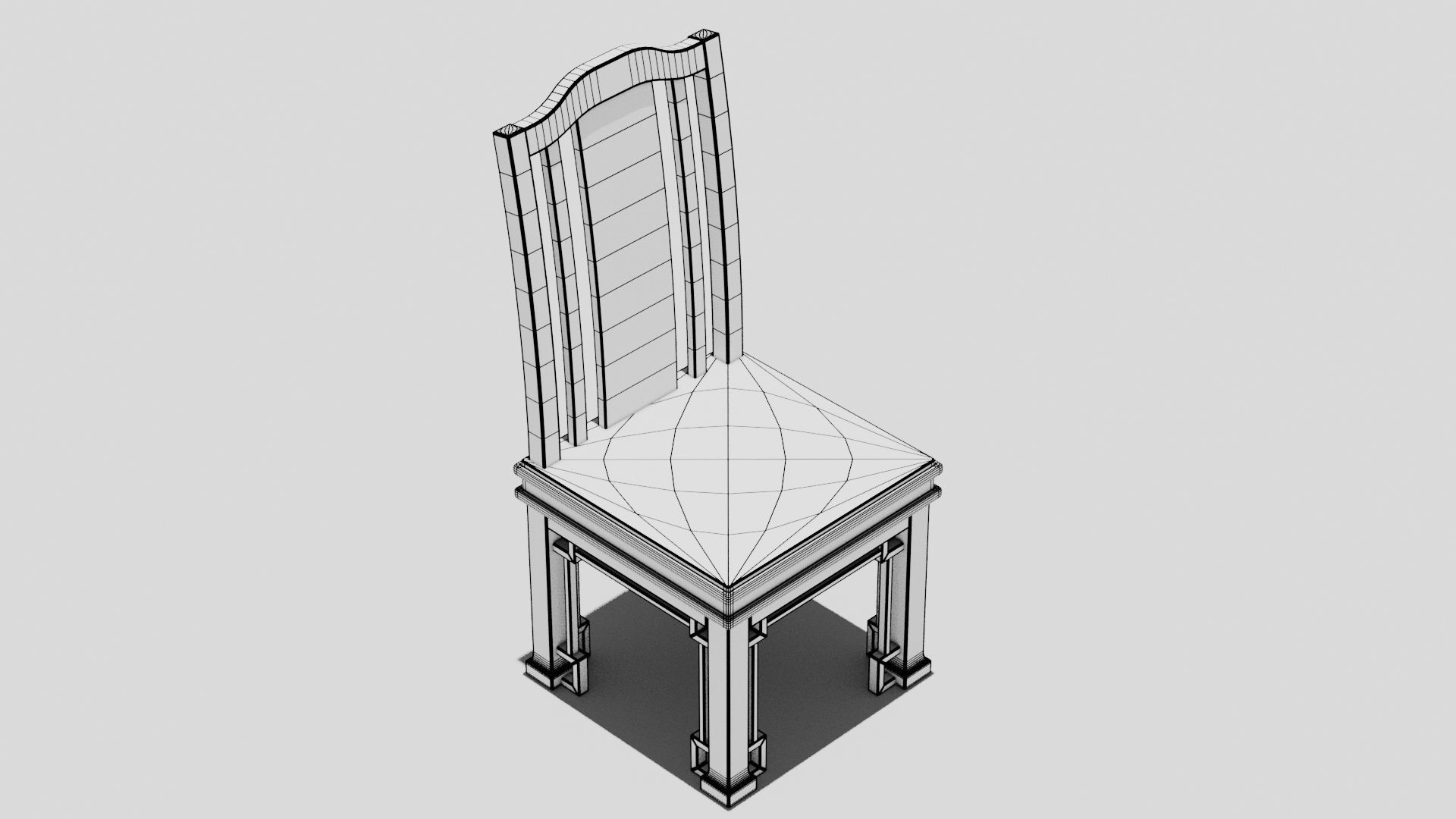 Chinese Trade Furniture Kit - 11 Dinner Chair Low-poly 3D model_9