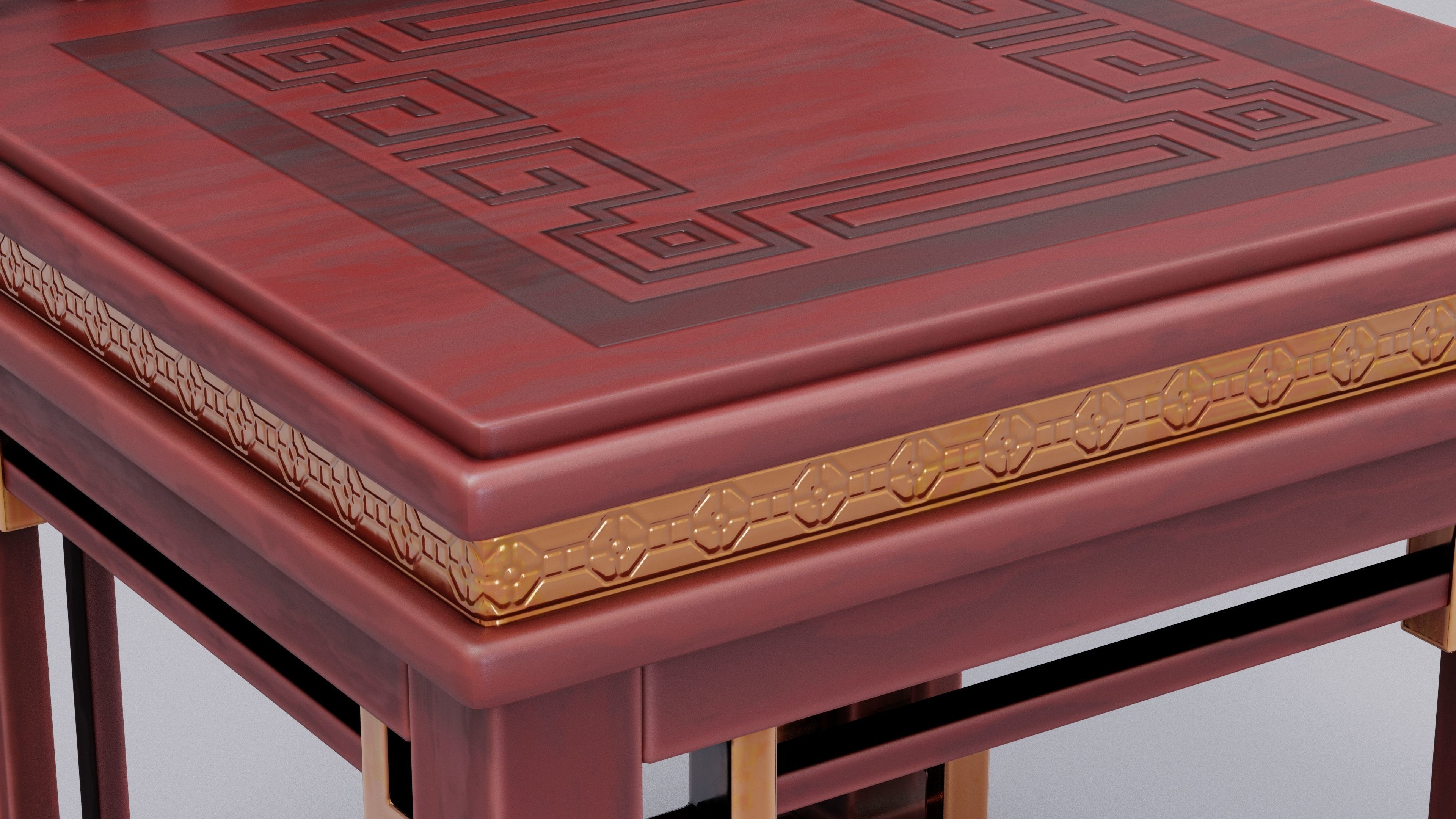 Chinese Trade Furniture Kit - 11 Dinner Chair Low-poly 3D model_4