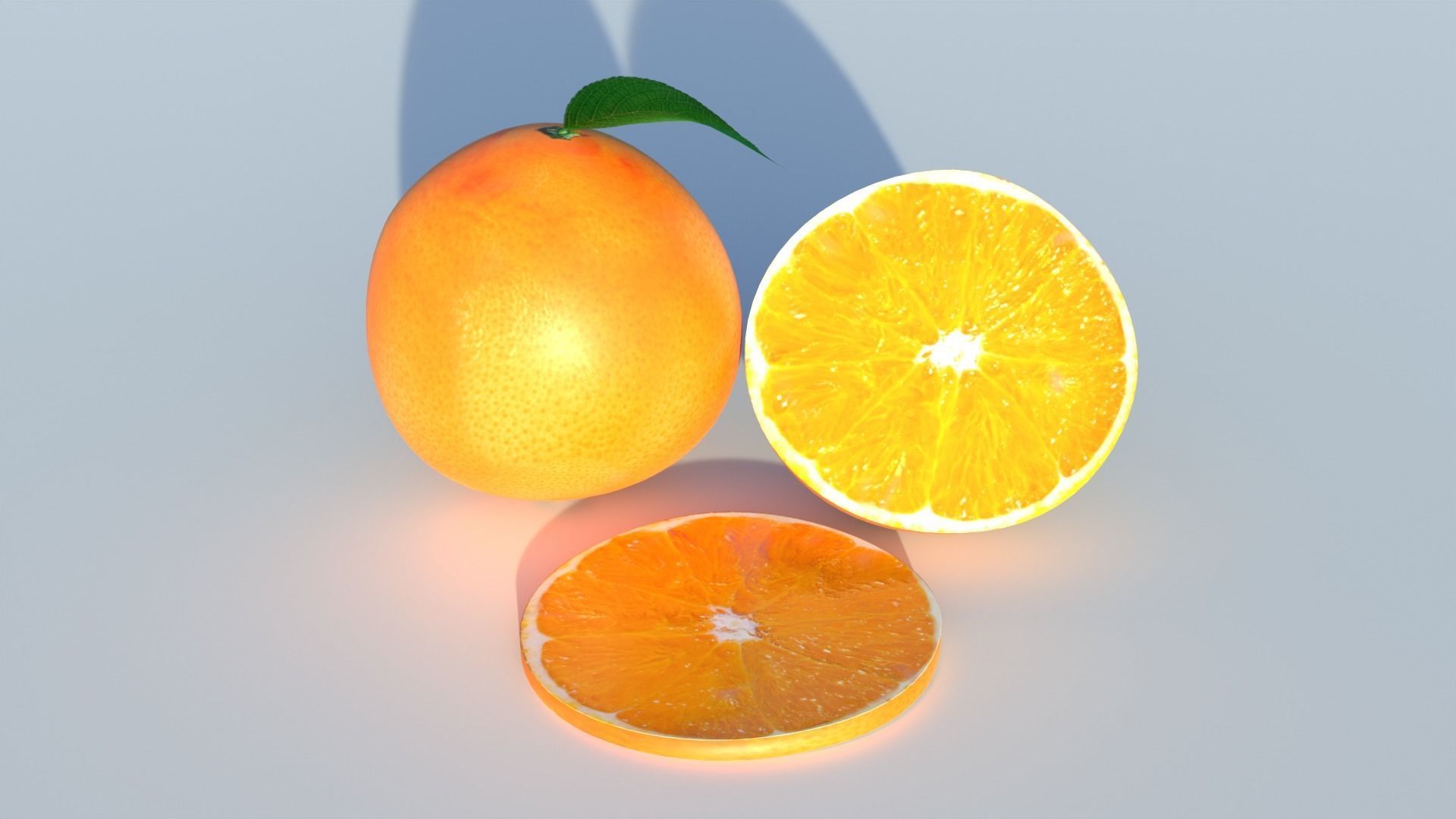 Orange set two oranges 3D model_1