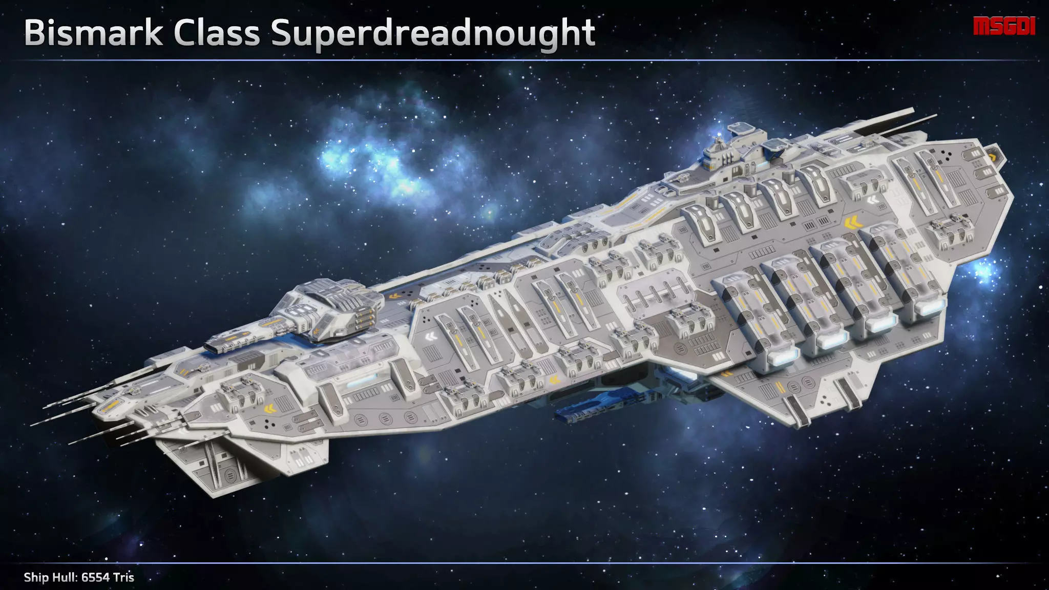 Spaceship Bismarck Super Dreadnought Low-poly 3D model_0