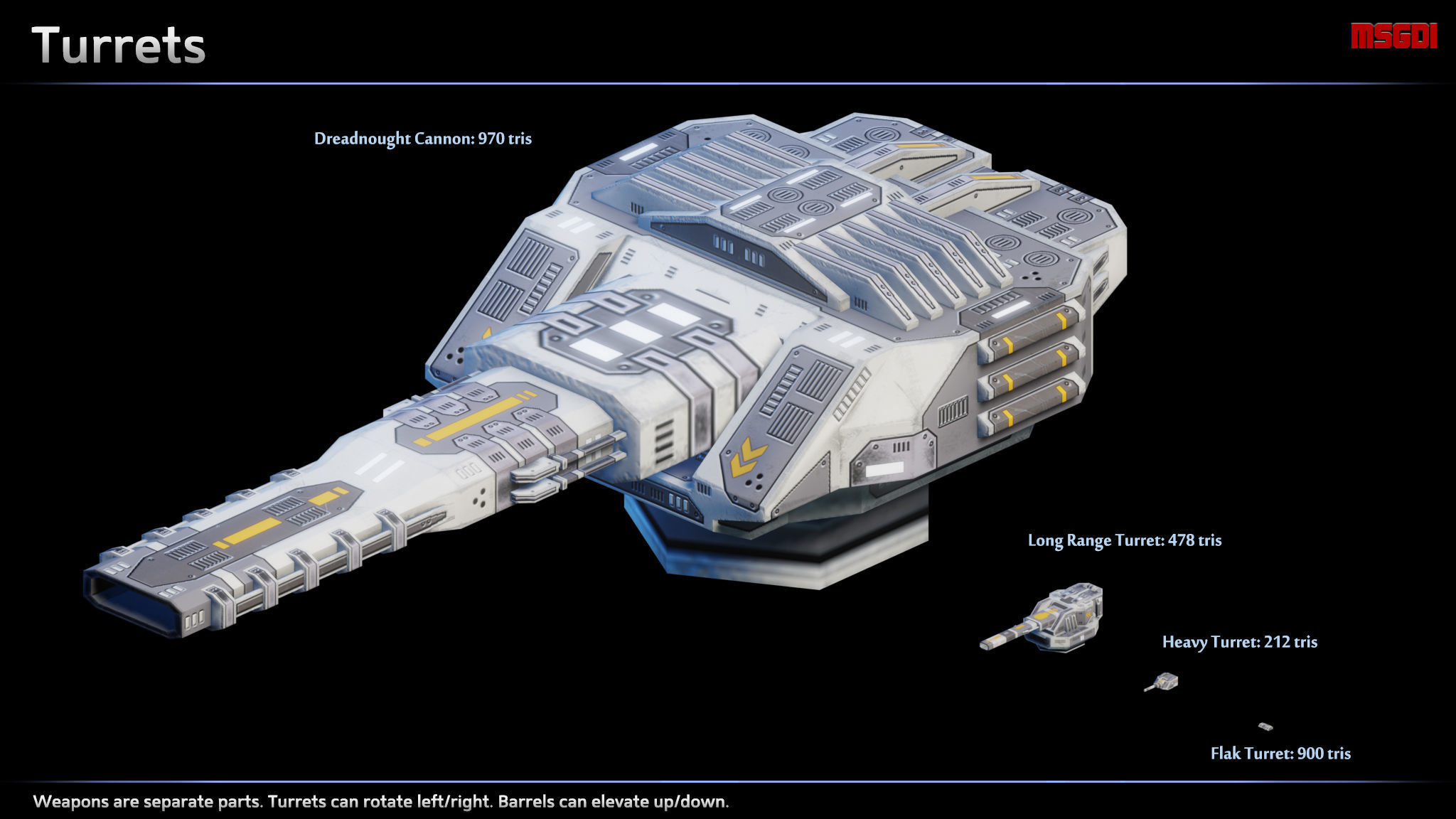 Spaceship Bismarck Super Dreadnought Low-poly 3D model_2